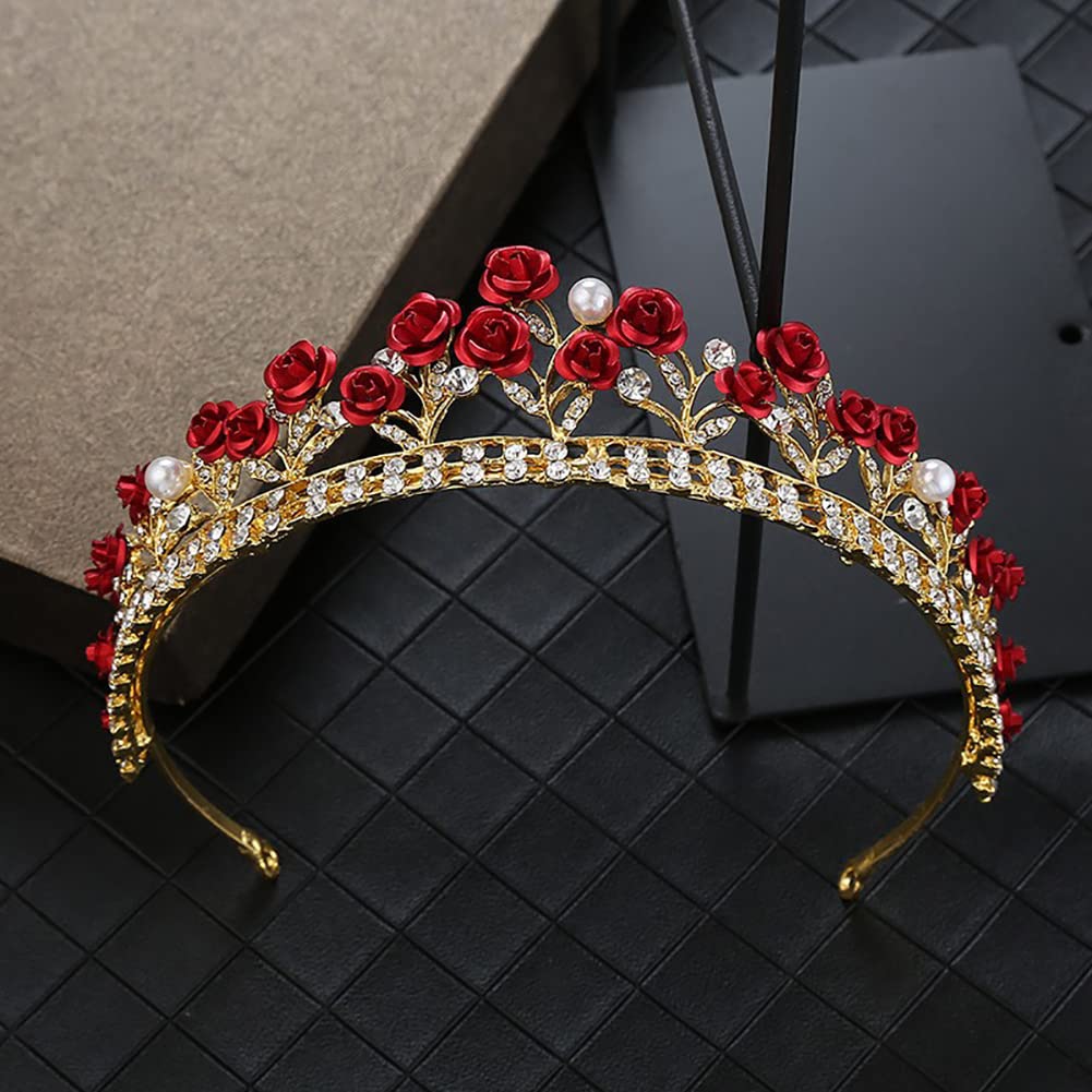 Amazon.com: Red Rose Tiara Bridal Wedding Crystal Crown Gold